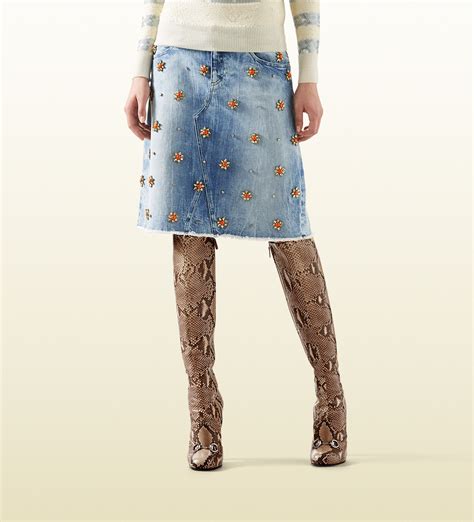 gucci skirt blue with embroidery logo|gucci skirts on sale.